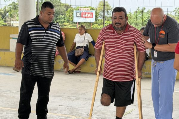 Man with new crutches
